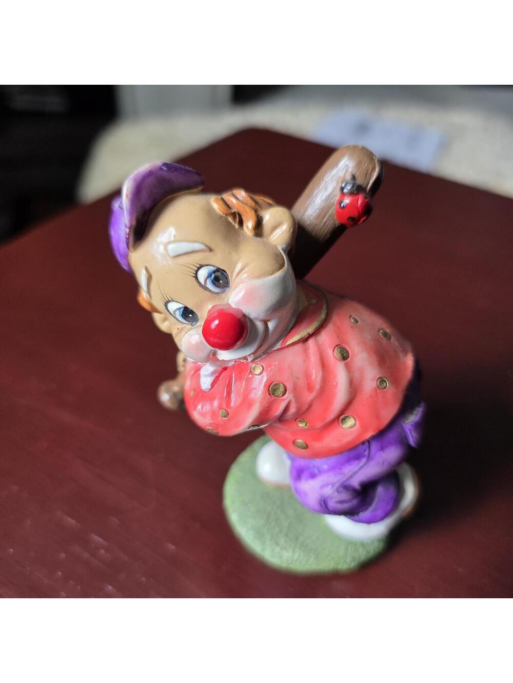 Vintage Porcelain Clown retro Color Whimsycore Carnivalcore Kitschcore Ladybug
